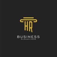 hr iniziale logo con semplice pilastro stile design vettore