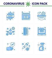 coronavirus 9 blu icona impostato su il tema di corona epidemico contiene icone come come antivirus viaggio schudule vietare virus vaccino virale coronavirus 2019 nov malattia vettore design elementi