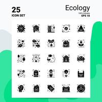 25 ecologia icona impostato 100 modificabile eps 10 File attività commerciale logo concetto idee solido glifo icona design vettore