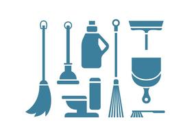 Icone vettoriali di strumento di pulizia