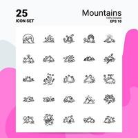 25 montagne icona impostato 100 modificabile eps 10 File attività commerciale logo concetto idee linea icona design vettore