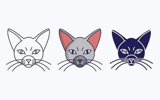 gatto viso linea e glifo icona, vettore illustrazione