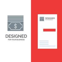 denaro contante dollaro i soldi grigio logo design e attività commerciale carta modello vettore