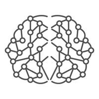 artificiale cervello icona, schema stile vettore