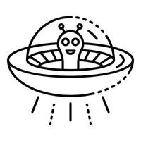 ufo alieno icona, schema stile vettore