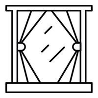 carino finestra tenda icona, schema stile vettore