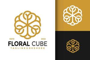 floreale cubo logo disegno, marca identità loghi vettore, moderno logo, logo disegni vettore illustrazione modello