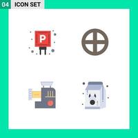 4 utente interfaccia piatto icona imballare di moderno segni e simboli di auto miscelatore cartello domestico Manuale modificabile vettore design elementi