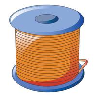 arancia cavo bobina icona, cartone animato stile vettore