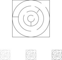 labirinto carta geografica labirinto strategia modello grassetto e magro nero linea icona impostato vettore