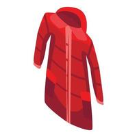 rosso cappotto icona, isometrico stile vettore