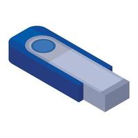 blu metallo USB icona, isometrico stile vettore