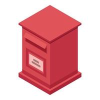 rosso posta scatola icona, isometrico stile vettore