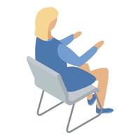 donna architetto su sedia icona, isometrico stile vettore