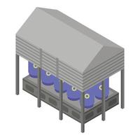 raffineria pianta magazzino icona, isometrico stile vettore