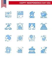 16 Stati Uniti d'America blu imballare di indipendenza giorno segni e simboli di tenda gratuito tazza Stati Uniti d'America tè vacanza modificabile Stati Uniti d'America giorno vettore design elementi