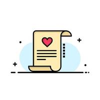 lettera carta documento amore lettera matrimonio carta attività commerciale logo modello piatto colore vettore
