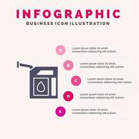 auto gas benzina stazione solido icona infografica 5 passaggi presentazione sfondo vettore