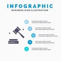 attività commerciale diritto d'autore digitale legge solido icona infografica 5 passaggi presentazione sfondo vettore