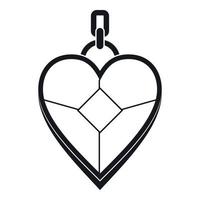 cuore sagomato pendente icona, semplice stile vettore