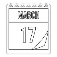 marzo 17 calendario icona, schema stile vettore