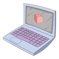 il computer portatile icona, cartone animato stile vettore
