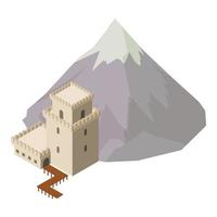 almourol castello icona isometrico vettore. portoghese castello a piede nevoso montagna vettore