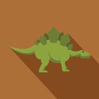 verde stegosauro dinosauro icona, piatto stile vettore