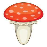 amanita muscaria fungo icona, cartone animato stile vettore