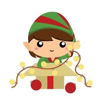 carino Natale elfo bambini illustrazione vettore clipart