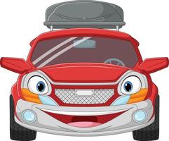 cartone animato rosso auto con un' tetto cremagliera vettore