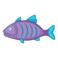 viola pesce icona, cartone animato stile vettore