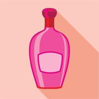 rosa bicchiere bottiglia icona, piatto stile vettore