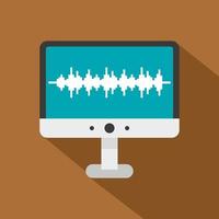 Audio tecnologia tenere sotto controllo icona, piatto stile vettore