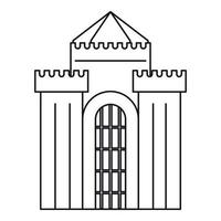 fortezza con cancello icona, schema stile vettore