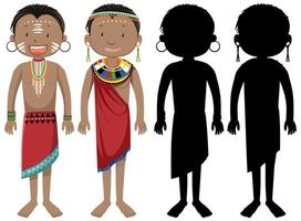 persone di carattere e silhouette di tribù africane vettore