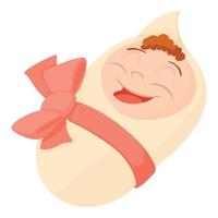 neonato bambino sorridente icona, cartone animato stile vettore
