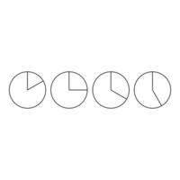 quattro cerchio torta diagrammi icona, schema stile vettore