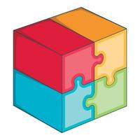 puzzle cubo icona, cartone animato stile vettore