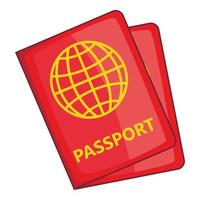 passaporto icona, cartone animato stile vettore