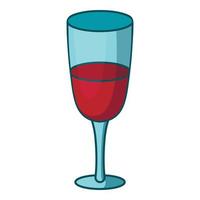 rosso vino bicchiere icona, cartone animato stile vettore