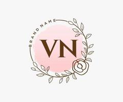 iniziale vn femminile logo. utilizzabile per natura, salone, terme, cosmetico e bellezza loghi. piatto vettore logo design modello elemento.