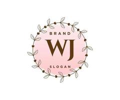 iniziale wj femminile logo. utilizzabile per natura, salone, terme, cosmetico e bellezza loghi. piatto vettore logo design modello elemento.