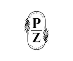 pz iniziali lettera nozze monogramma loghi collezione, mano disegnato moderno minimalista e floreale modelli per invito carte, Salva il Data, elegante identità per ristorante, boutique, bar nel vettore