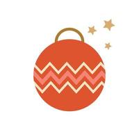 geometrico Natale elemento isolato vettore. inverno vacanza mosaico geometrico Natale palla disegnato nel astratto forme. minimalista nuovo anno decorativo illustrazione nel rosso colore. vettore