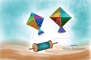 celebrazione di makar sankranti con design di aquiloni colorati vettore