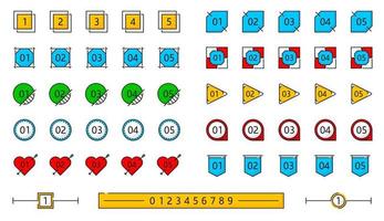 Infografica numero colore scatola cornici, diagramma passaggi vettore