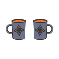 Due blu tazze di tè o caffè con un' a forma di stella modello vettore
