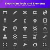 elettricista utensili e elementi icona imballare vettore