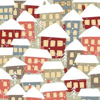 vettore inverno illustrazione villaggio case
